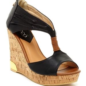 Bucco Auden Platform Wedge Sandal - Black